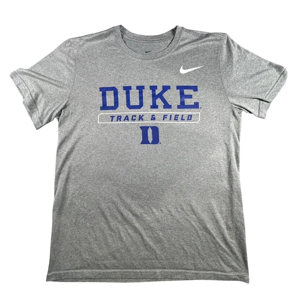Nike Duke Track & Field T-Shirt Mens Large Gray Good Dri-FIT Legend SS Tee